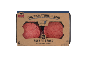 Schweid and sons certified angus beef brand the signature blend. burgers made with chuck and brisket