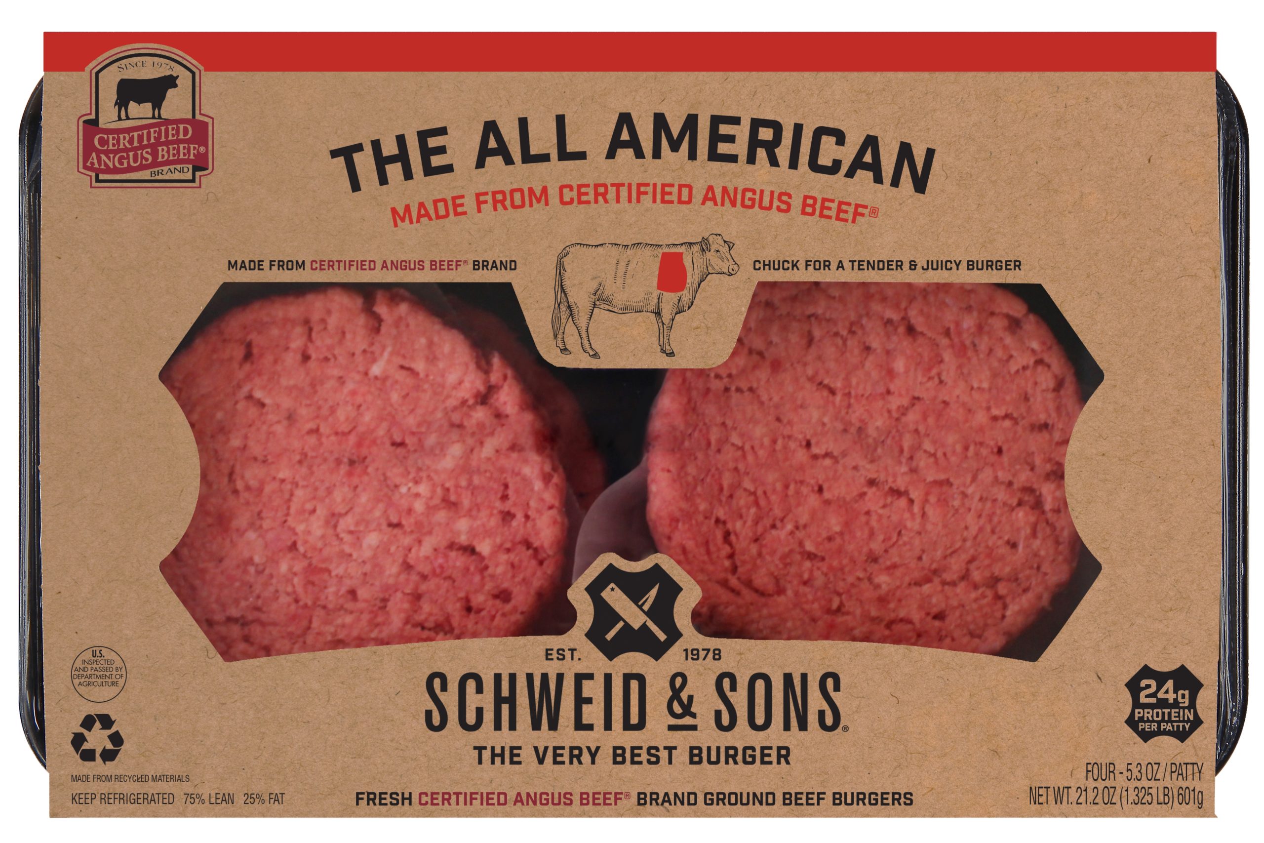 schweid and sons certified angus beef The All American made from 100% angus chuck