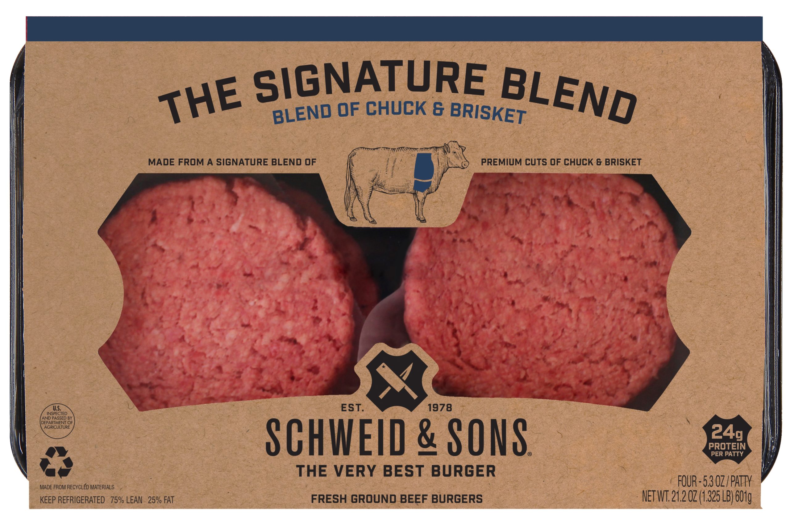 schweid and sons the signature blend made from premium cuts of chuck and brisket