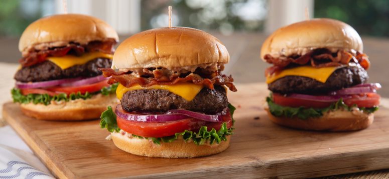 Make a delicious double bacon cheeseburger!
