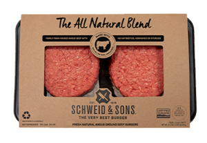 All-natural blend patties in a package