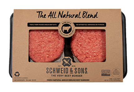 All-natural blend patties in a package