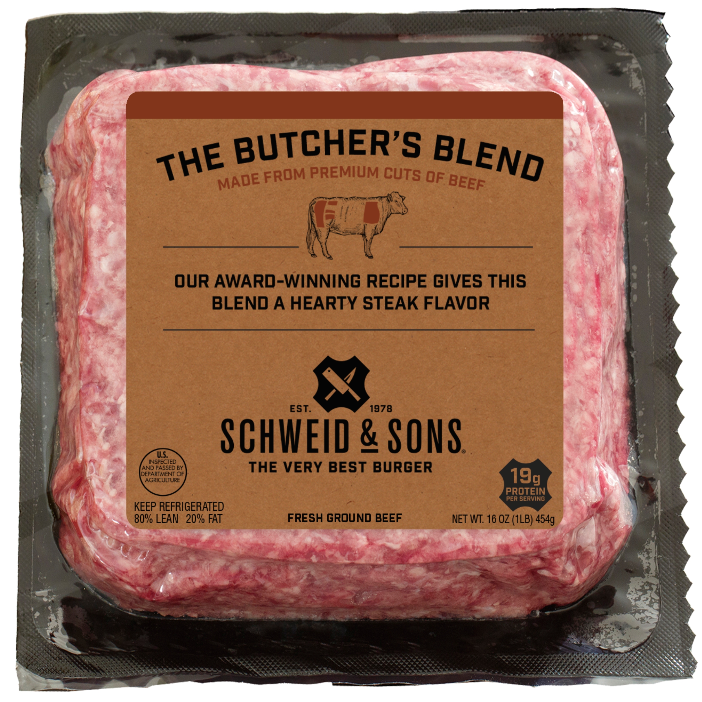 schweid and sons the butchers blend ground beef 1lb brick
