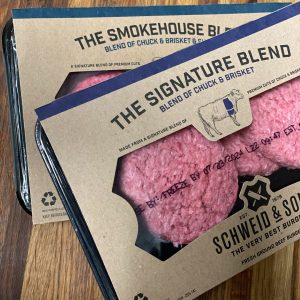 Schweid & Sons packaging. Get started to make a medium rare burger!