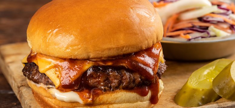 Burger with BBQ sauce & cheese