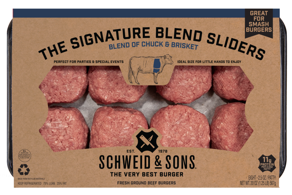 schweid and sons the signature blend 2.5oz sliders made from premium cuts of chuck and brisket