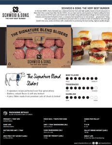 Sliders Sell Sheet featuring product shot and copy