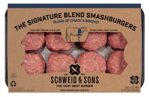 Retail pack of Schweid & Sons Signature Blend Sliders made from premium cuts of chuck and brisket
