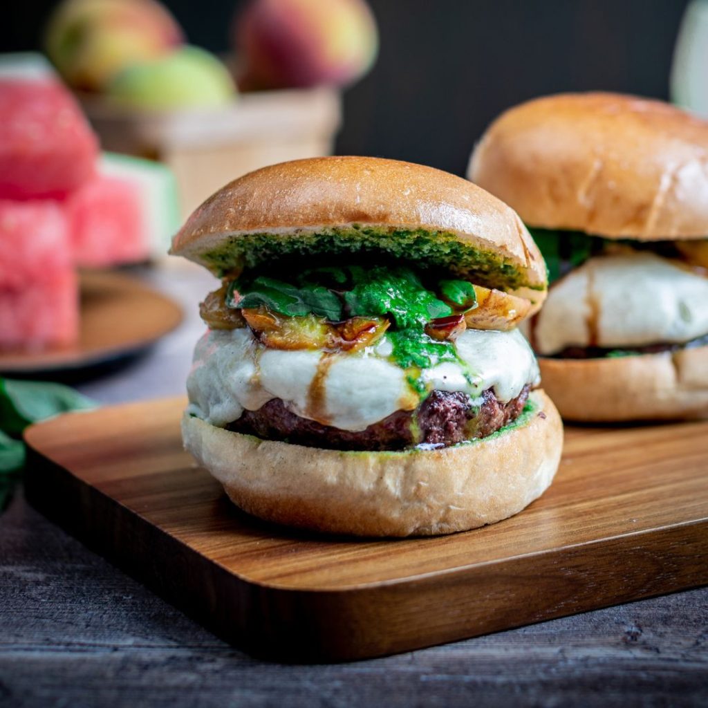 peach caprese burger 