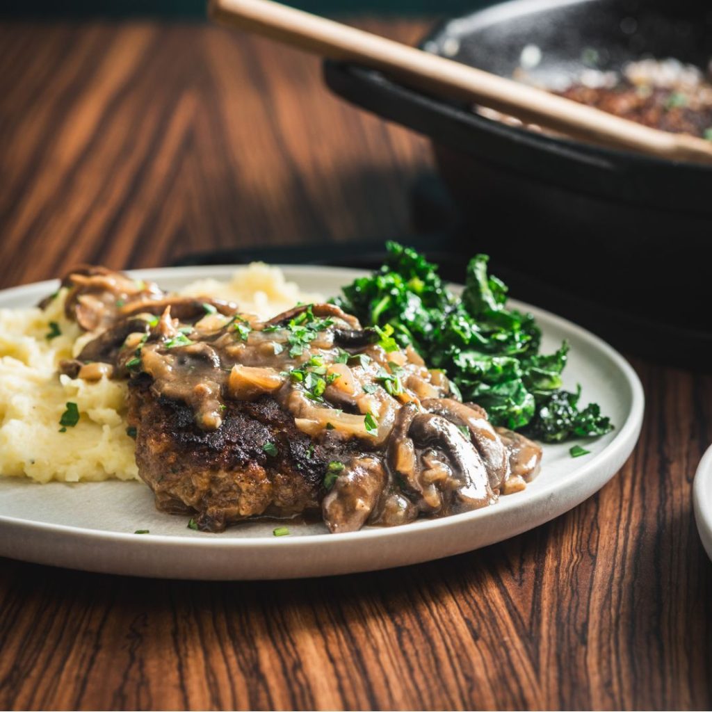 salisbury steak made with schweid and sons the steakhouse blend 1lb ground beef brick