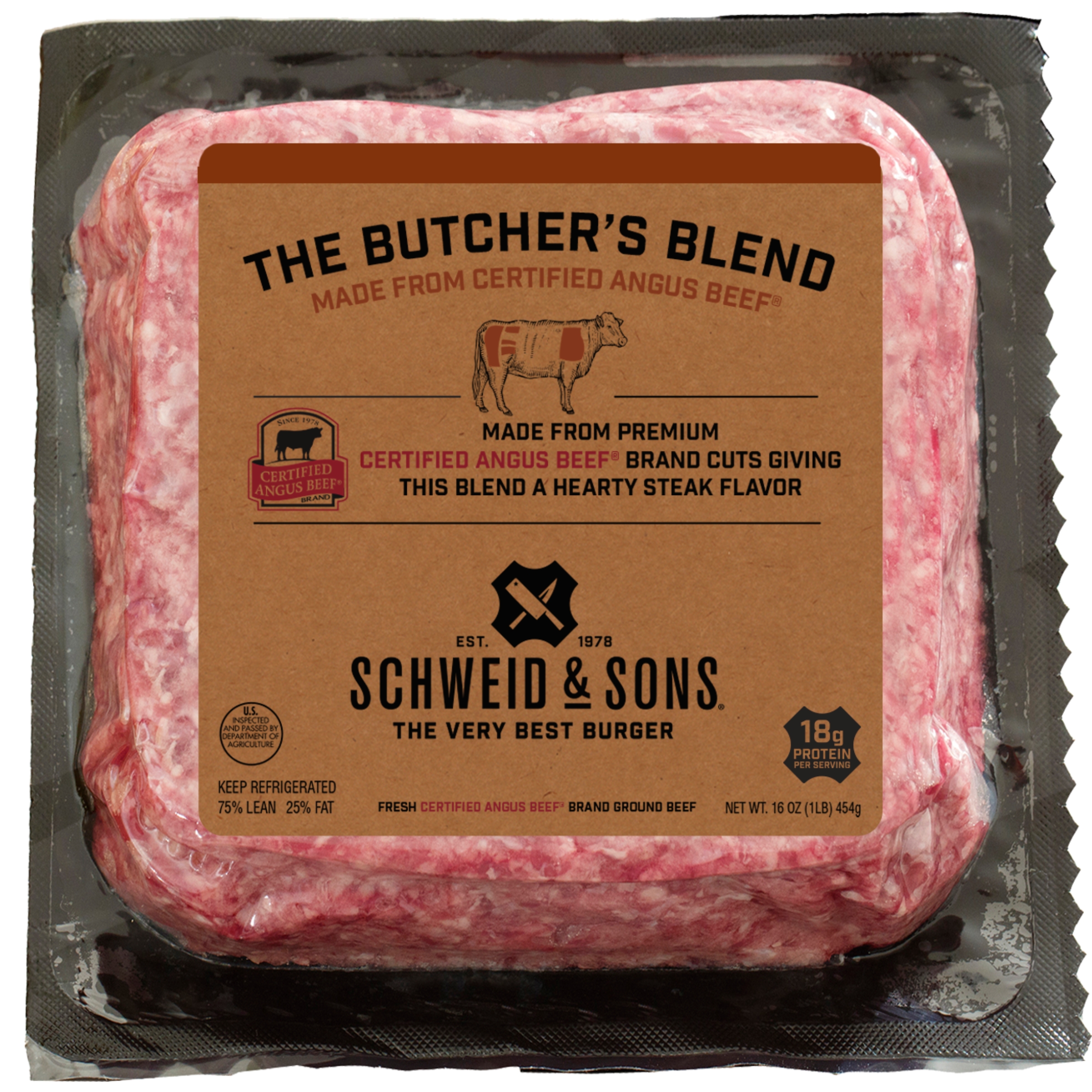 schweid and sons certified angus beef the butchers blend ground beef 1lb brick
