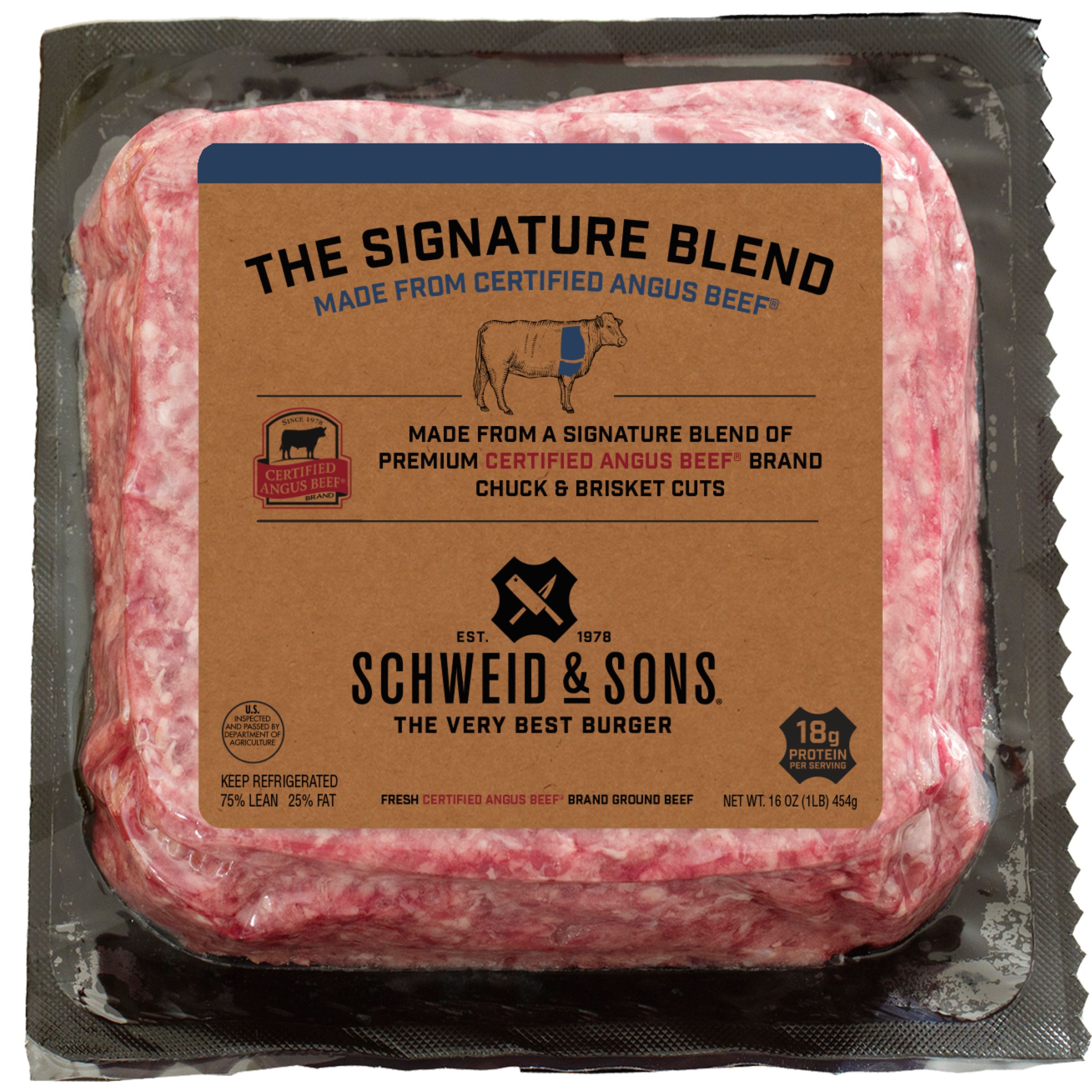 schweid and sons certified angus beef brand the signature blend ground beef 1lb brick. Made from premium cuts of chuck and brisket