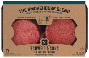 schweid and sons the smokehouse blend made with chuck, brisket, and short rib