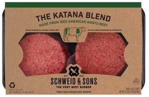 schweid and sons the katana blend made with wagyu chuck, round, and sirloin.