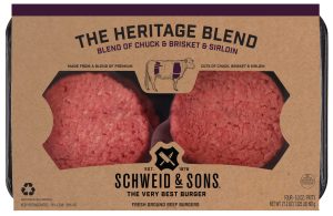 schweid and sons the heritage blend made with chuck, brisket, and sirloin