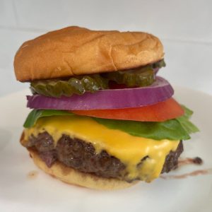 LTOP Burger: Lettuce, tomato, onion, and pickles. With American cheese