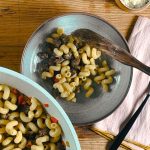 ragu blanco recipe with ground beef, pasta, vegetables, and cheese