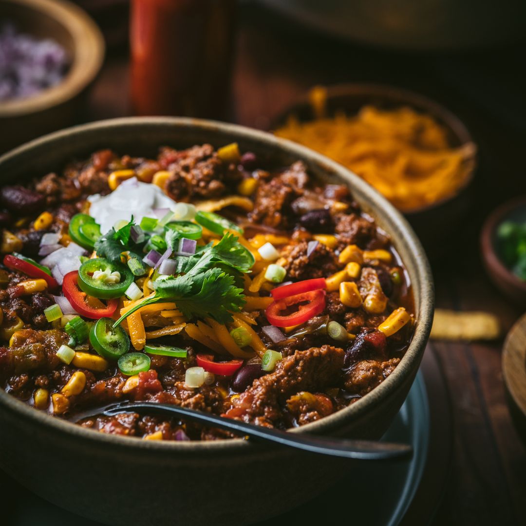 schweid and sons ground beef chili made with the butcher's blend ground beef brick