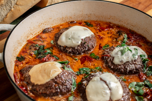 Marry Me Burger Skillet with Smoked Mozzarella Recipe
