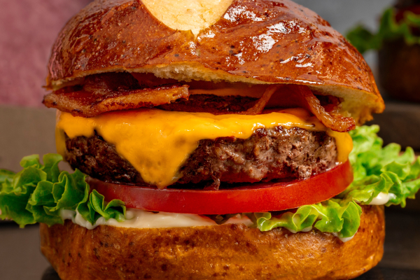 Pretzel Bun Bacon Cheeseburger