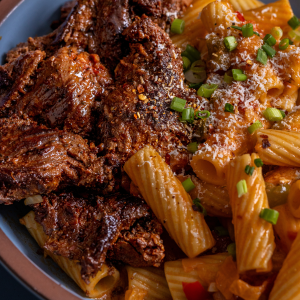 Cajun Steak Tips with Creamy Rigatoni