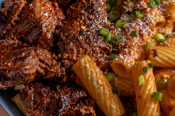 Cajun Steak Tips with Creamy Rigatoni