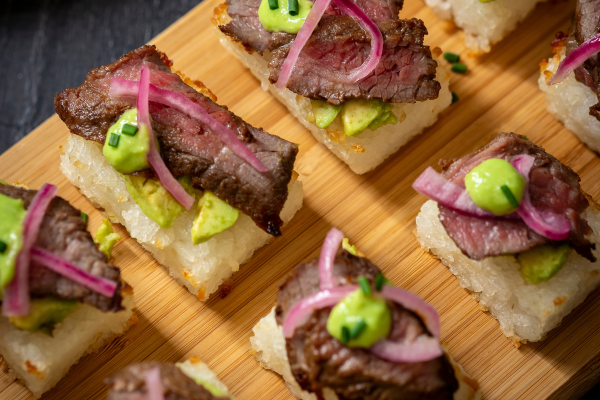 Teriyaki Steak Crispy Rice Bites