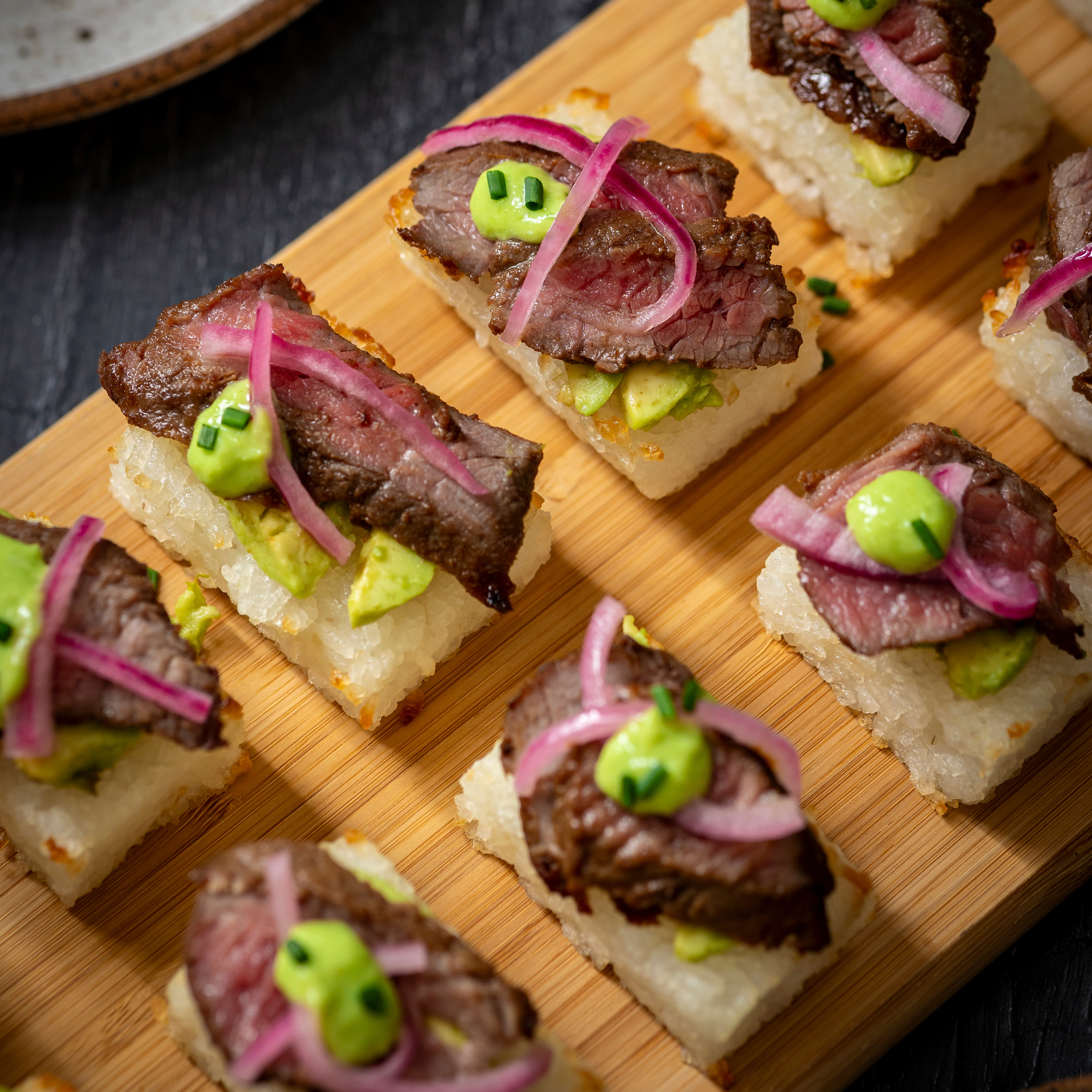 Teriyaki Steak Crispy Rice Bites